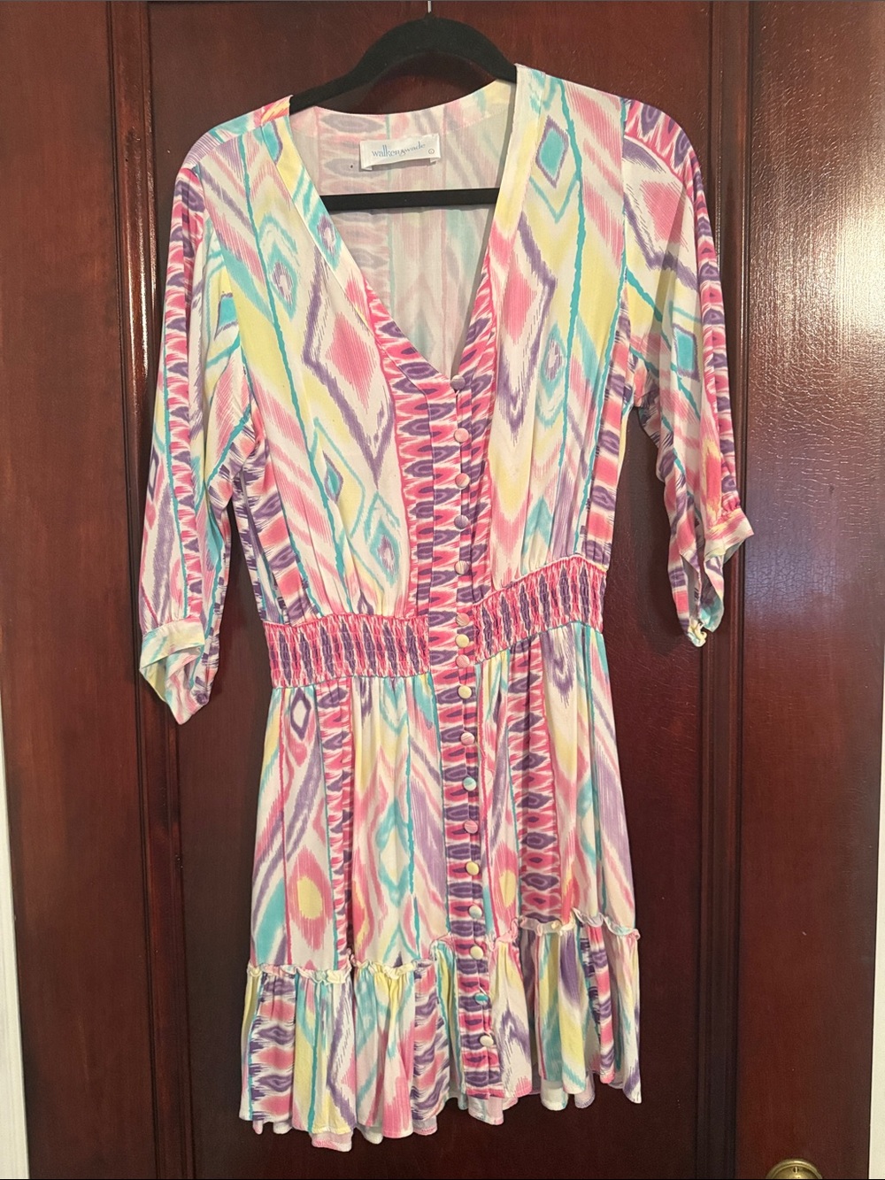 Multicolor Ikat Print Mini Dress - Brand: (none)